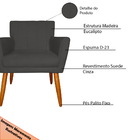 Poltrona Decorativa Para Sala De Estar Cecília Suede Cinza -