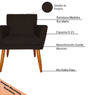 Poltrona Decorativa Para Sala De Estar Cecília Suede Marrom -