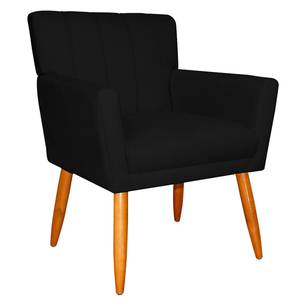 Poltrona Decorativa Para Sala De Estar Cecília Suede Preto -