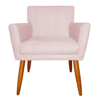 Poltrona Decorativa Para Sala De Estar Cecília Suede Rosa Cla
