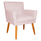 Poltrona Decorativa Para Sala De Estar Cecília Suede Rosa Cla