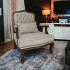 Poltrona Decorativa Para Sala De Estar Clássica King Entalhad