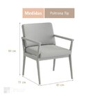 Poltrona Decorativa Para Sala De Estar Em Linho 246 Tip Cinza