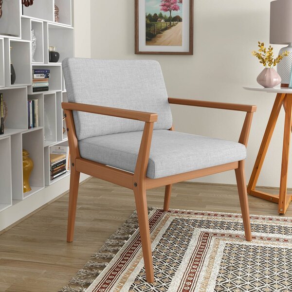 Poltrona Decorativa Para Sala De Estar Em Linho 246 Tip Cinza