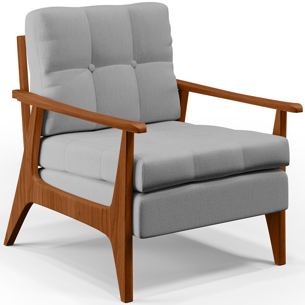 Poltrona Decorativa Para Sala De Estar Encosto Ripado Emília