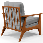 Poltrona Decorativa Para Sala De Estar Encosto Ripado Emília