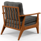 Poltrona Decorativa Para Sala De Estar Encosto Ripado Emília