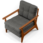 Poltrona Decorativa Para Sala De Estar Encosto Ripado Emília