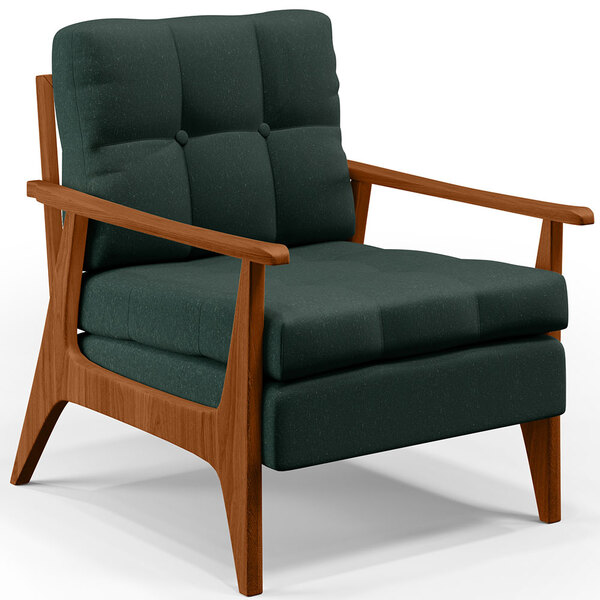 Poltrona Decorativa Para Sala De Estar Encosto Ripado Emília