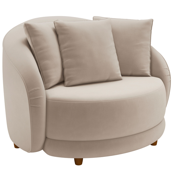 Poltrona Decorativa Para Sala De Estar Fixa Pés Madeira Witta