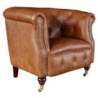 Poltrona Decorativa Para Sala De Estar Libéria Couro Caramelo