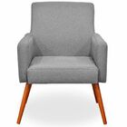 Poltrona Decorativa Para Sala De Estar Maria W01 Linho Cinza