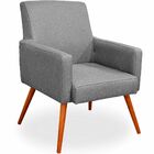 Poltrona Decorativa Para Sala De Estar Maria W01 Linho Cinza