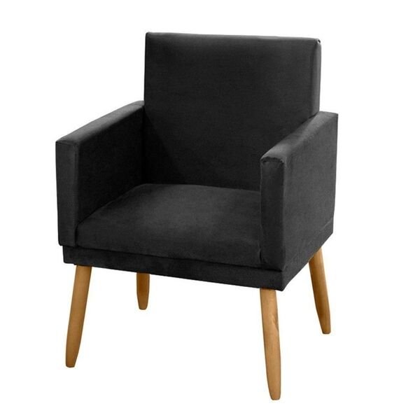 Poltrona Decorativa Para Sala De Estar Nina Corano Preto