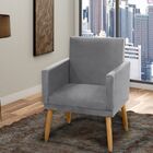 Poltrona Decorativa Para Sala De Estar Nina Suede Cinza