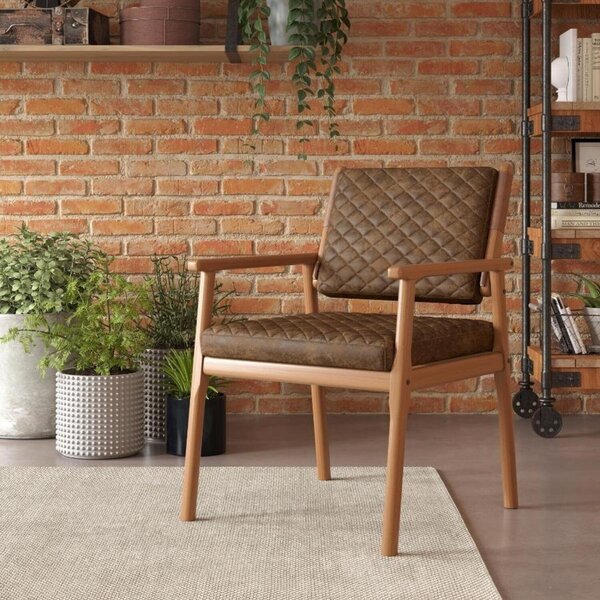 Poltrona Decorativa Para Sala De Estar Nobuck 521 Polo Marrom