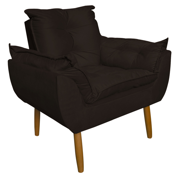 Poltrona Decorativa Para Sala De Estar Opala Suede Marrom - M