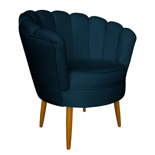 Poltrona Decorativa Para Sala De Estar Petala Suede Azul Mari