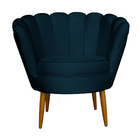 Poltrona Decorativa Para Sala De Estar Petala Suede Azul Mari