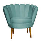 Poltrona Decorativa Para Sala De Estar Petala Suede Azul Turq