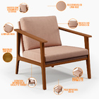 Poltrona Decorativa Para Sala De Estar Petra B04 Linho Rosê -