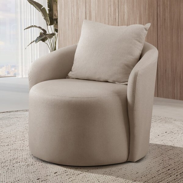 Poltrona Decorativa Para Sala De Estar Redonda Califórnia Bege