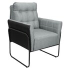 Poltrona Decorativa Para Sala De Estar Sevilha Cinza/preto