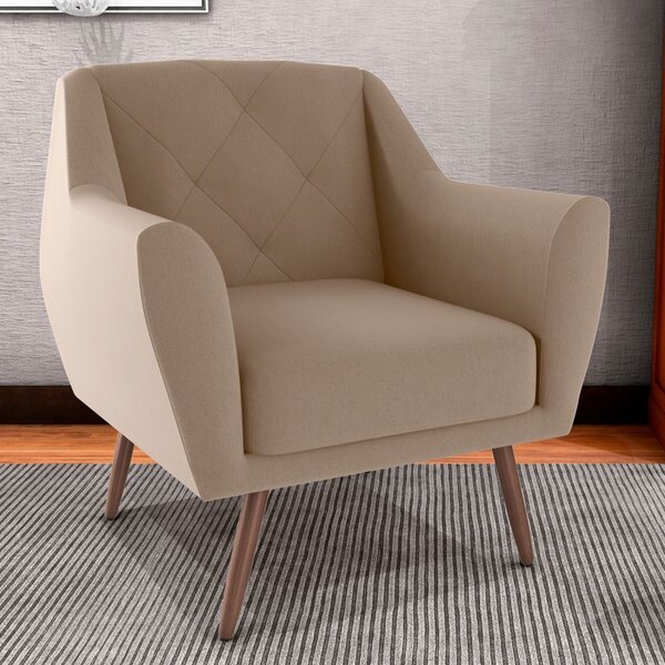 Poltrona Decorativa Para Sala De Estar Veneza Light Bege