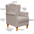 Poltrona Decorativa Para Sala De Estar Yara P02 Linho Bege -