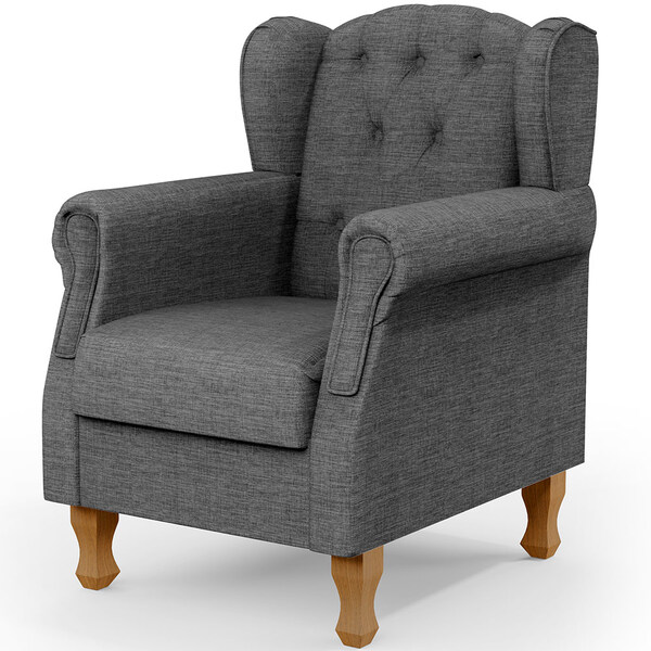 Poltrona Decorativa Para Sala De Estar Yara P02 Linho Cinza E