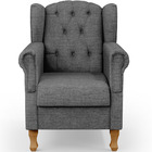 Poltrona Decorativa Para Sala De Estar Yara P02 Linho Cinza E