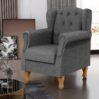 Poltrona Decorativa Para Sala De Estar Yara P02 Linho Cinza E
