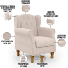 Poltrona Decorativa Para Sala De Estar Yara P02 Suede Bege -