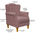Poltrona Decorativa Para Sala De Estar Yara P02 Suede Rosê -