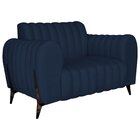 Poltrona Decorativa Para Sala De Estar Zaya Suede Azul Marinho