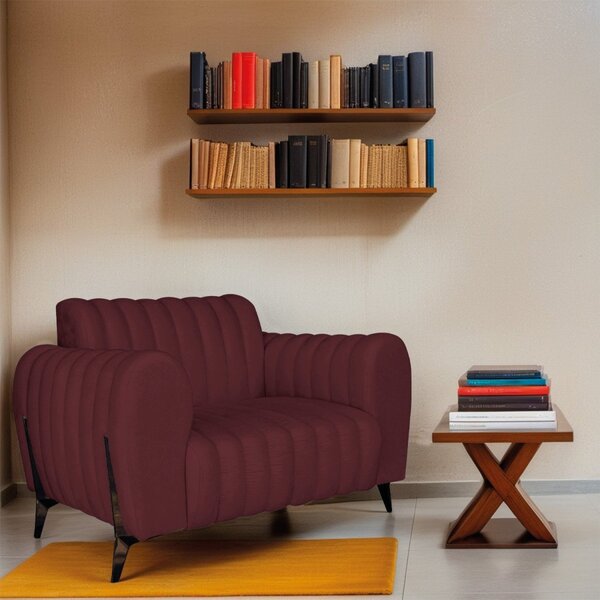 Poltrona Decorativa Para Sala De Estar Zaya Suede Bordô