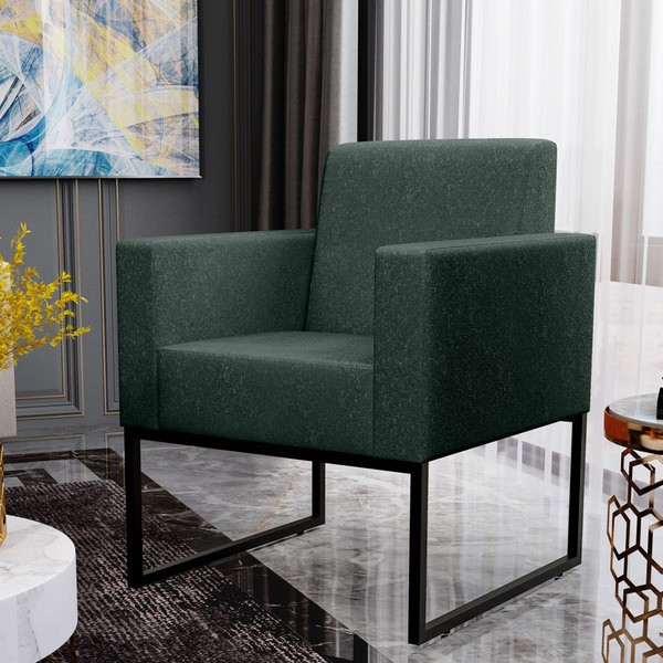Poltrona Decorativa Para Sala E Recepção Base Fixa De Metal H