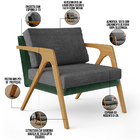 Poltrona Decorativa Para Sala Estar Pietra L02 Facto Verde Mu