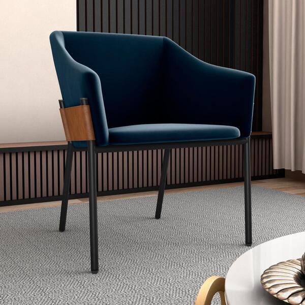 Poltrona Decorativa Para Sala Goiás Veludo Azul