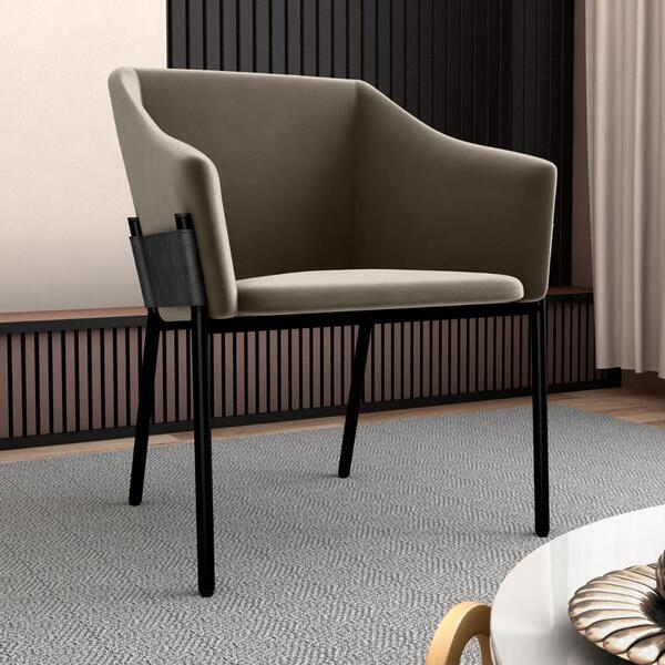 Poltrona Decorativa Para Sala Goiás Veludo Cappuccino