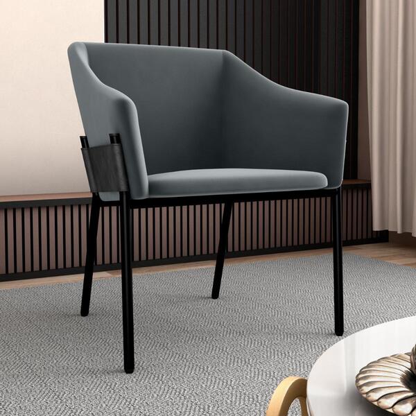 Poltrona Decorativa Para Sala Goiás Veludo Cinza