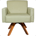 Poltrona Decorativa Para Sala Hope Base Giratória Suede Bege