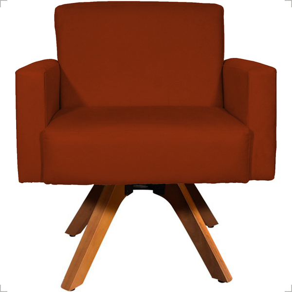 Poltrona Decorativa Para Sala Hope Base Giratória Suede Terra