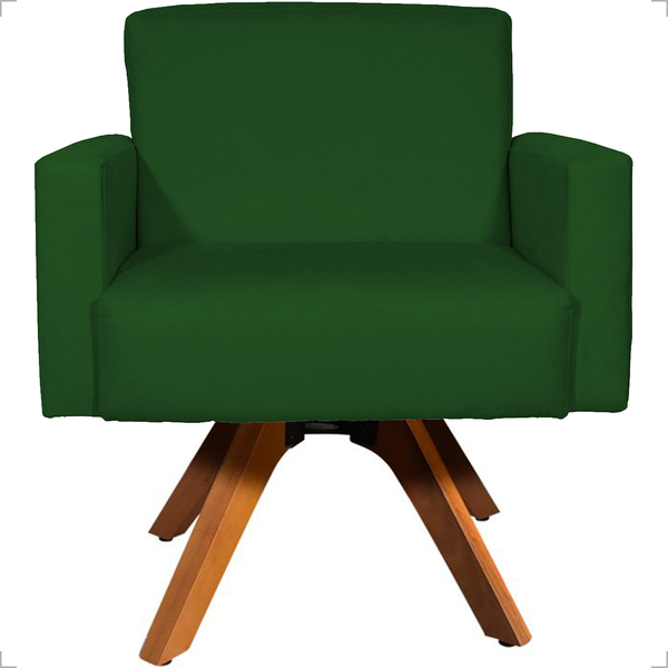 Poltrona Decorativa Para Sala Hope Base Giratória Suede Verde