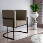 Poltrona Decorativa Para Sala Itália Veludo Cappuccino