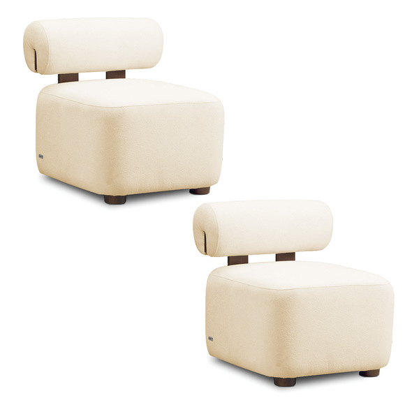 Poltrona Decorativa Para Sala Kit 2 Helora Bouclê E03 - D'ros