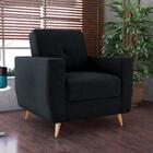 Poltrona Decorativa Para Sala Lara Veludo Preto