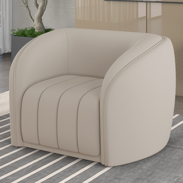 Poltrona Decorativa Para Sala Lazio M03 Veludo Bege - Lyam De