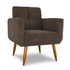 Poltrona Decorativa Para Sala Lilian Veludo Marrom