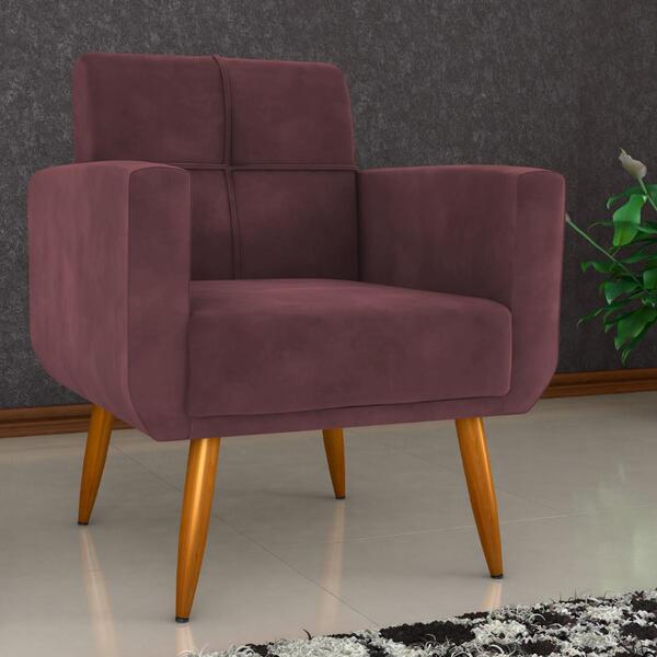 Poltrona Decorativa Para Sala Lilian Veludo Rosê